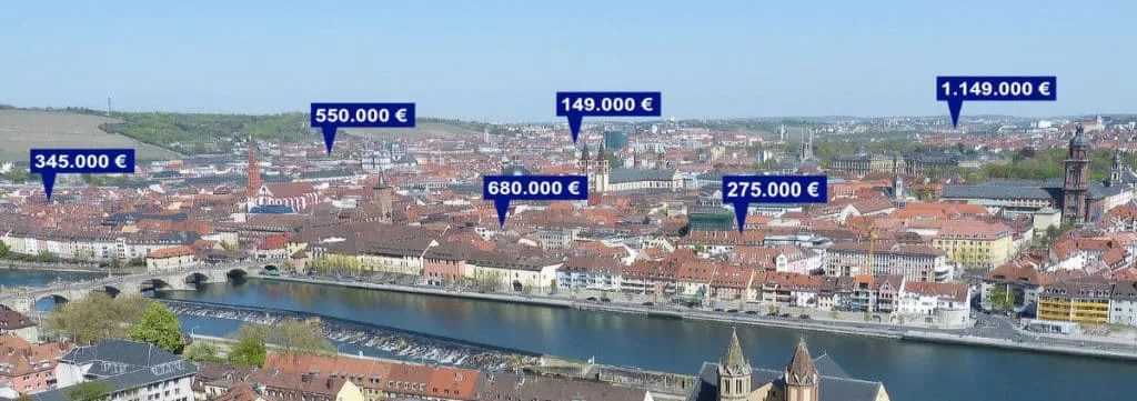Immobilienmarkt Würzburg 1 aktuelle Immobilienpreise in Würzburg 2026 – Ø 4.081 €/m² Wohnung, 3.403 €/m² Haus